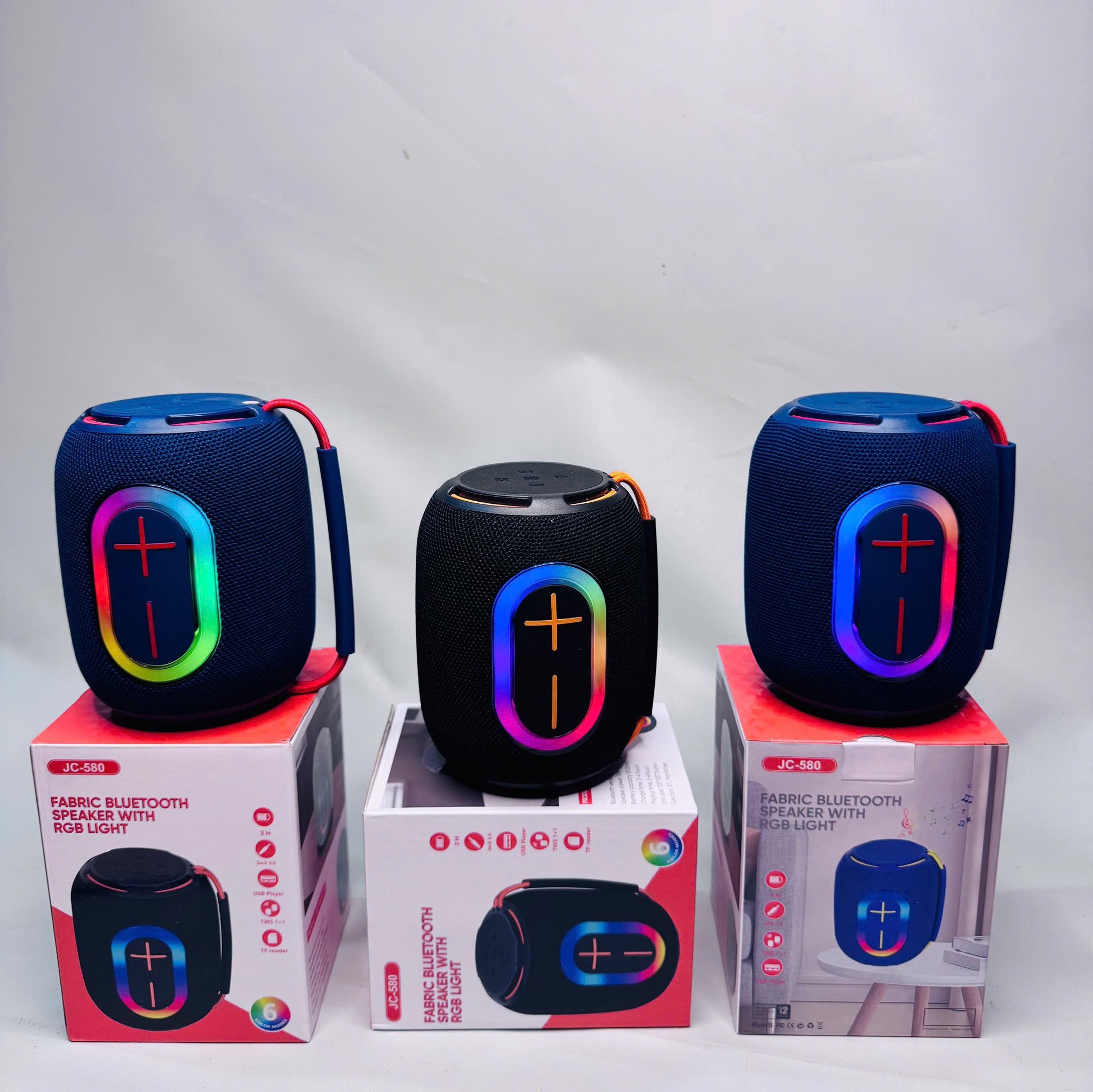 JC-580 Original Quality Speaker Heavy Sound RGB Lights.