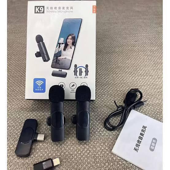 Wireless Microphone Audio Video Recording K9 Double MIC 3in1 Wireless Microphone