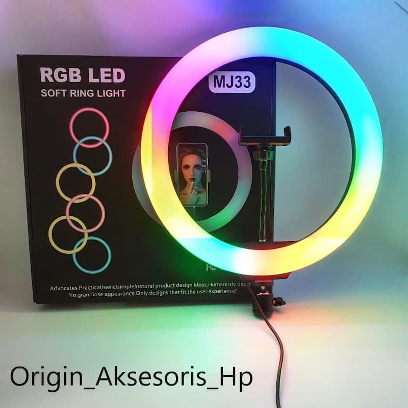 MJ33 33cm 13-inch RGB LED Ring Light with Phone Clip