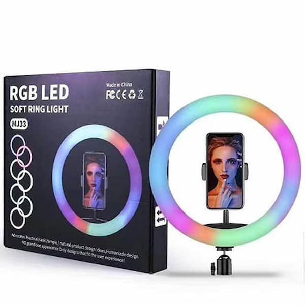 MJ33 33cm 13-inch RGB LED Ring Light with Phone Clip